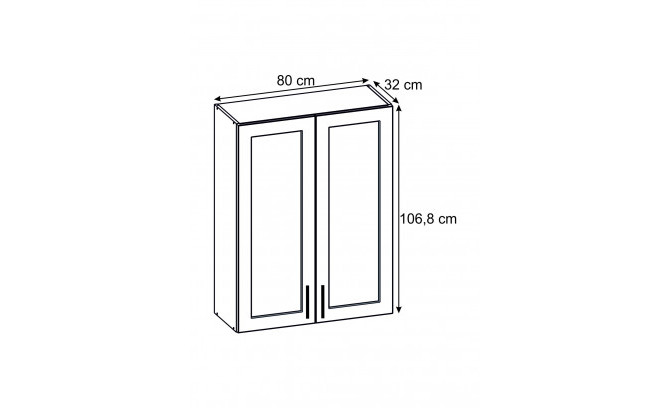 PAKALPOTĀ VIRTUVES KABINETS UHOW 80/2 BELLA GRAPHITE SUPER MAT